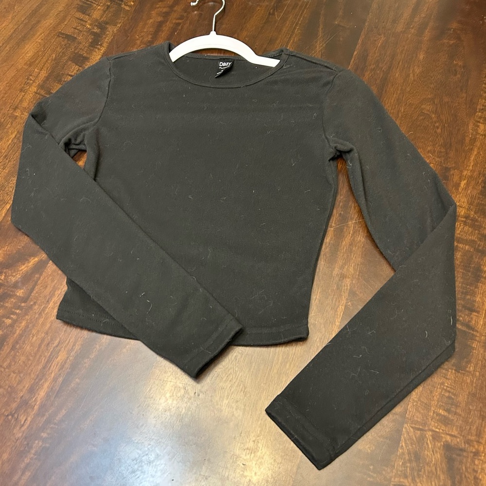 Chic Black Long Sleeve Crop Top